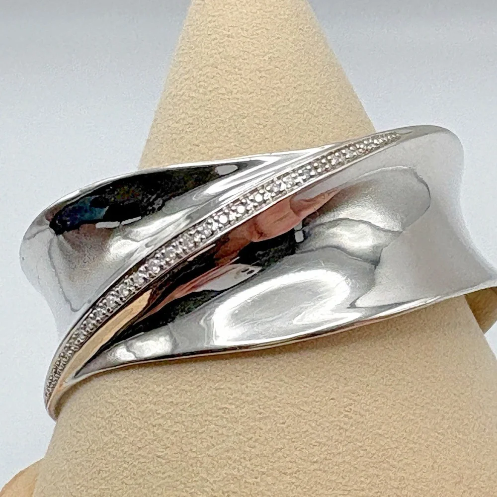 Alwand Vahan Sterling Siilver Modern Cuff Bracelet 1/3 CTTW Natural Diamonds